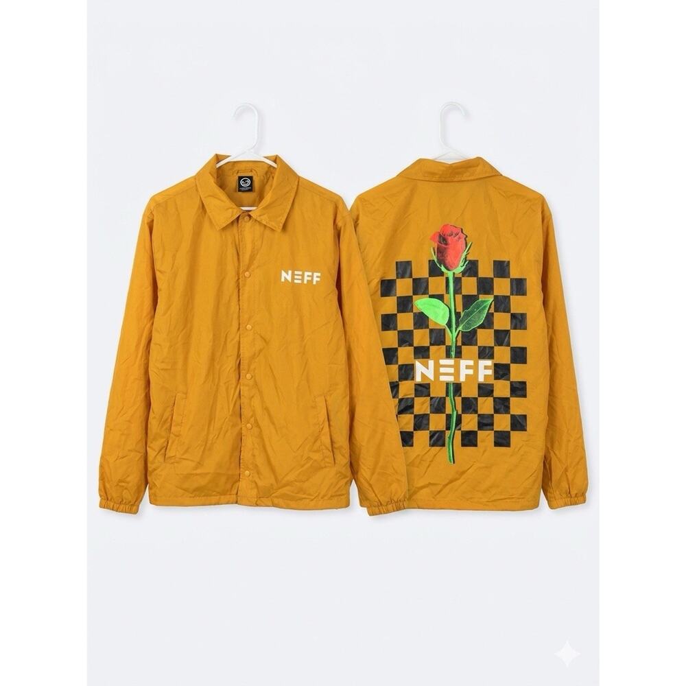 Neff Mustard Yellow Rose Checkerboard Jacket Medium